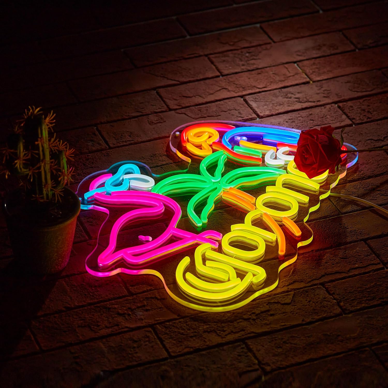 Corona Flamingo & Parrot Neon Sign – Dimmable Beer Bar Wall Light Decor