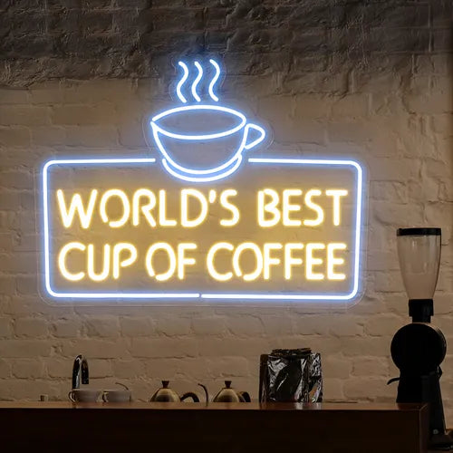 Custom Worlds Best Cup Of Coffee Neon Signs