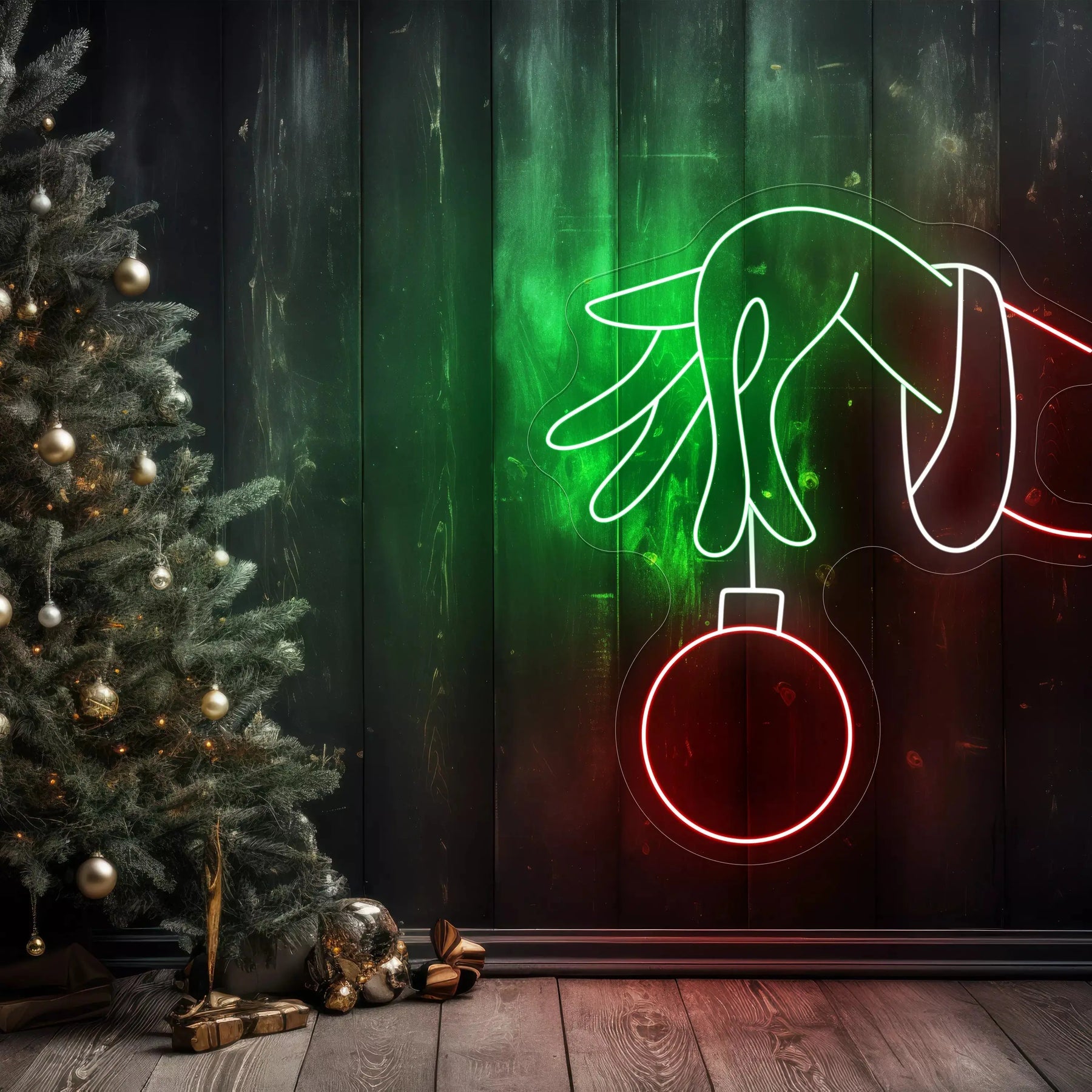 Grinch Stealing Neon Sign
