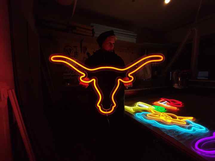 Custom Bull LED Neon Longhorn Head Skull Light Sign Texas Western