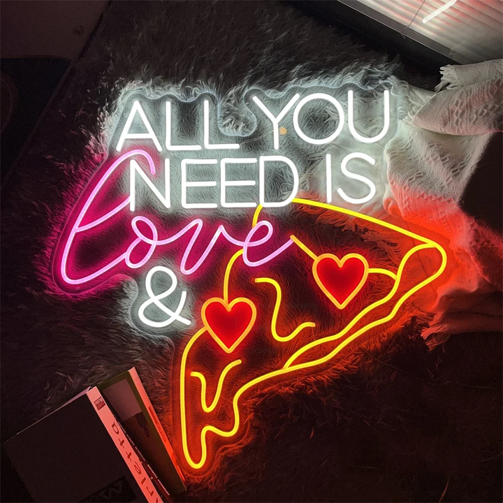 Pizza LED Neon Sign – Food & Night Light Wall Decor