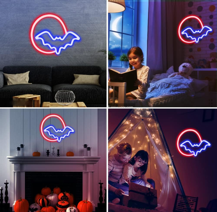 Bat Neon Sign for Wall Kids Room