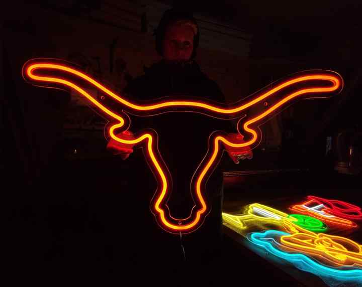 Custom Bull LED Neon Longhorn Head Skull Light Sign Texas Western