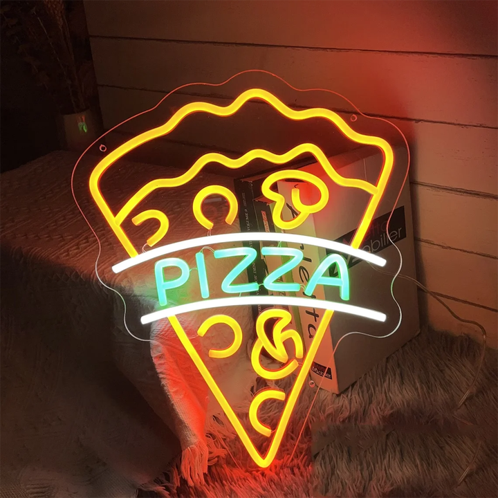 Pizza LED Neon Sign – Food & Night Light Wall Decor