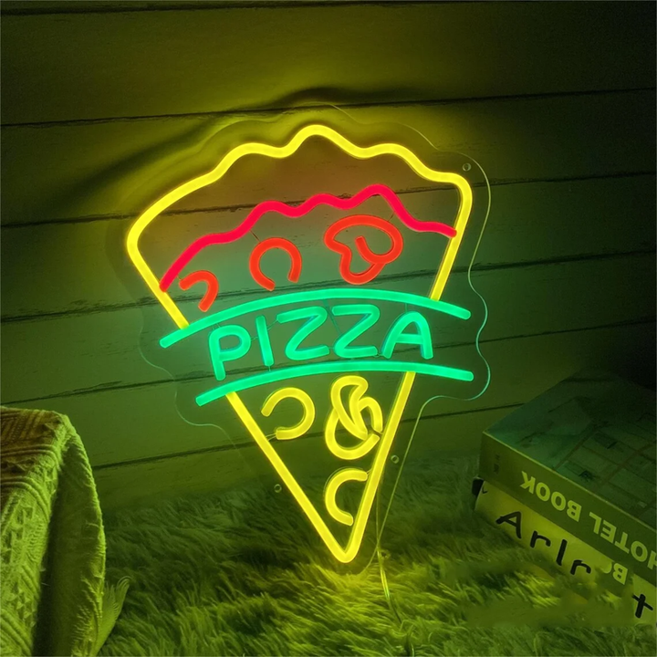 Pizza LED Neon Sign – Food & Night Light Wall Decor