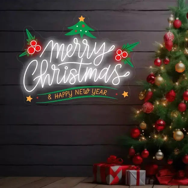 Merry Christmas and a Happy New Year Neon Sign