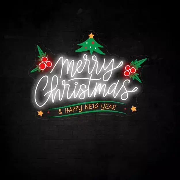 Merry Christmas and a Happy New Year Neon Sign