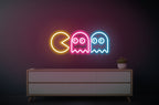 Pac-Man Chasing Ghosts Neon Sign