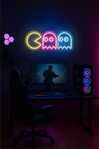 Pac-Man Chasing Ghosts Neon Sign