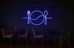 Fork Plate Spoon Neon Sign – One Line Art LED Wall Light for Kitchen, Dining & Café Décor