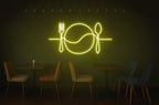 Fork Plate Spoon Neon Sign – One Line Art LED Wall Light for Kitchen, Dining & Café Décor