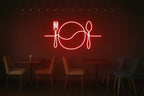 Fork Plate Spoon Neon Sign – One Line Art LED Wall Light for Kitchen, Dining & Café Décor