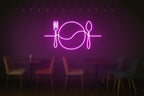 Fork Plate Spoon Neon Sign – One Line Art LED Wall Light for Kitchen, Dining & Café Décor