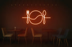Fork Plate Spoon Neon Sign – One Line Art LED Wall Light for Kitchen, Dining & Café Décor