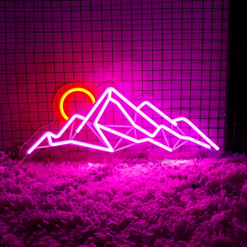 Sun and Mountain Neon Sign Landscape Wall Art Neon Sign