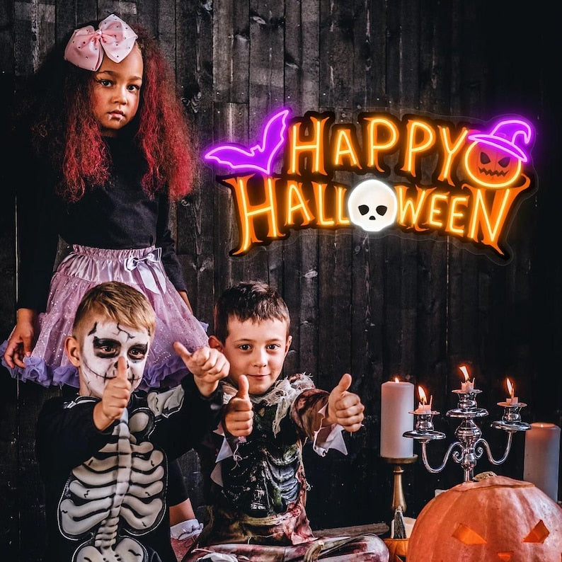 Happy Halloween Neon Sign, Halloween Party Decor