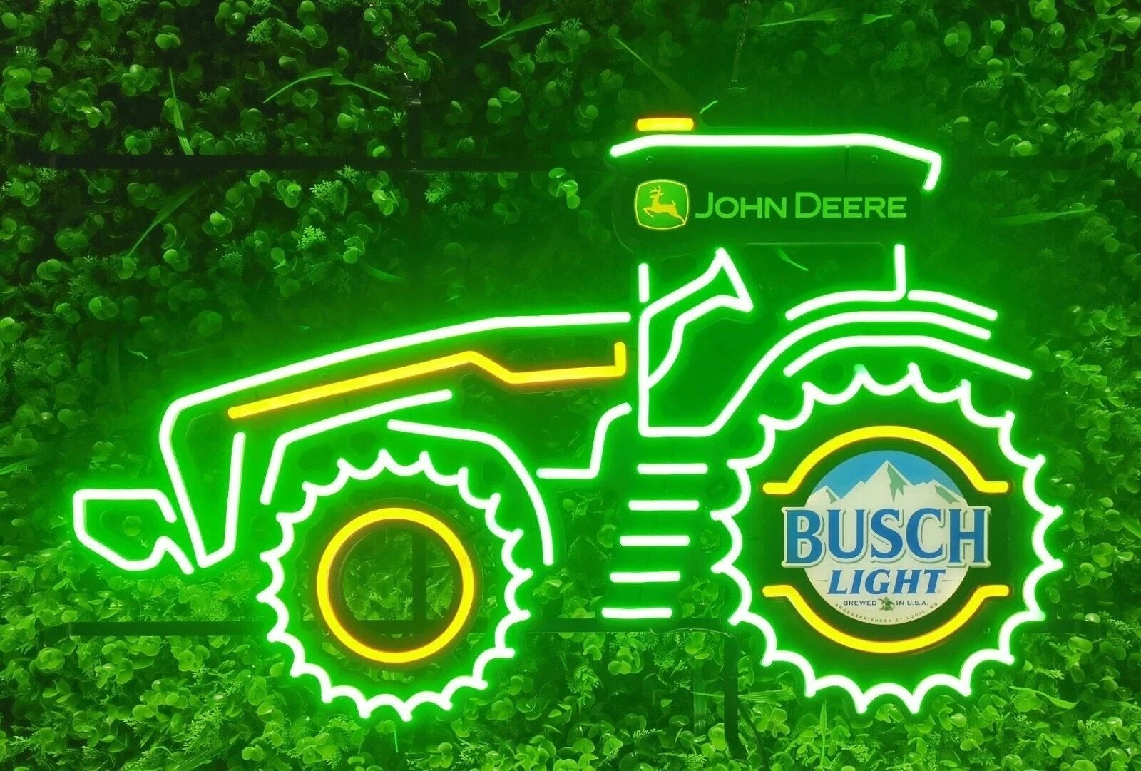 John Deere Farm Tractor Busch Light Beer LED Neon Light Lamp Sign With Dimmer