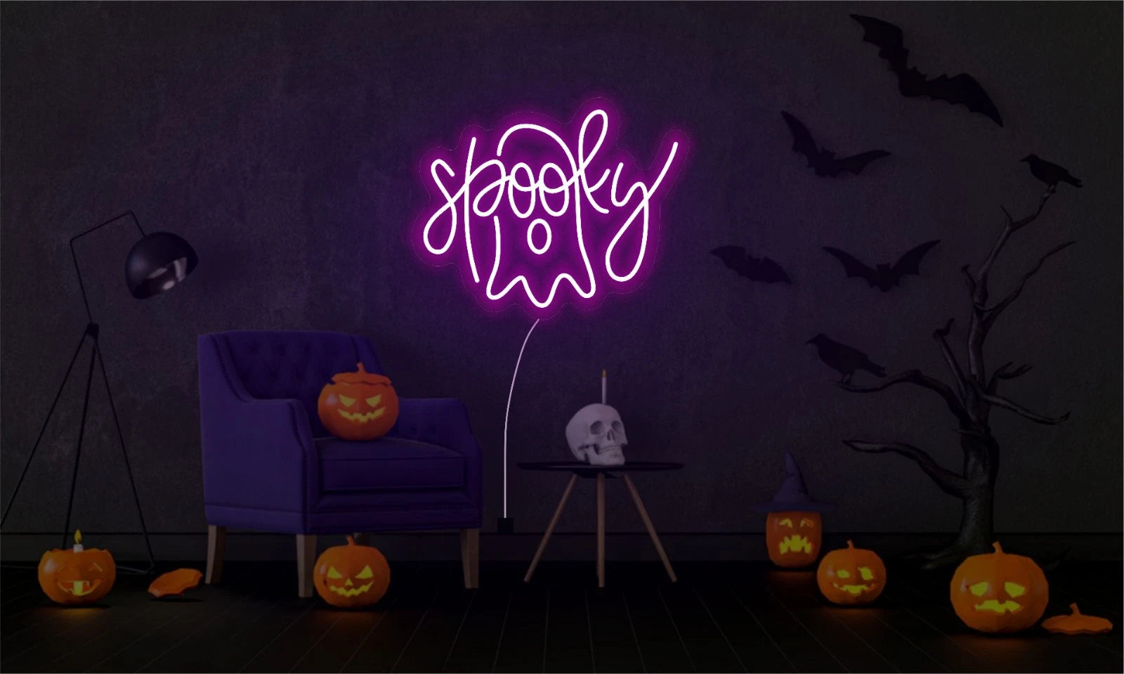 Spooky Boo Neon Sign Custom Halloween Neon Sign Led Sign Cute Ghost Light Sign