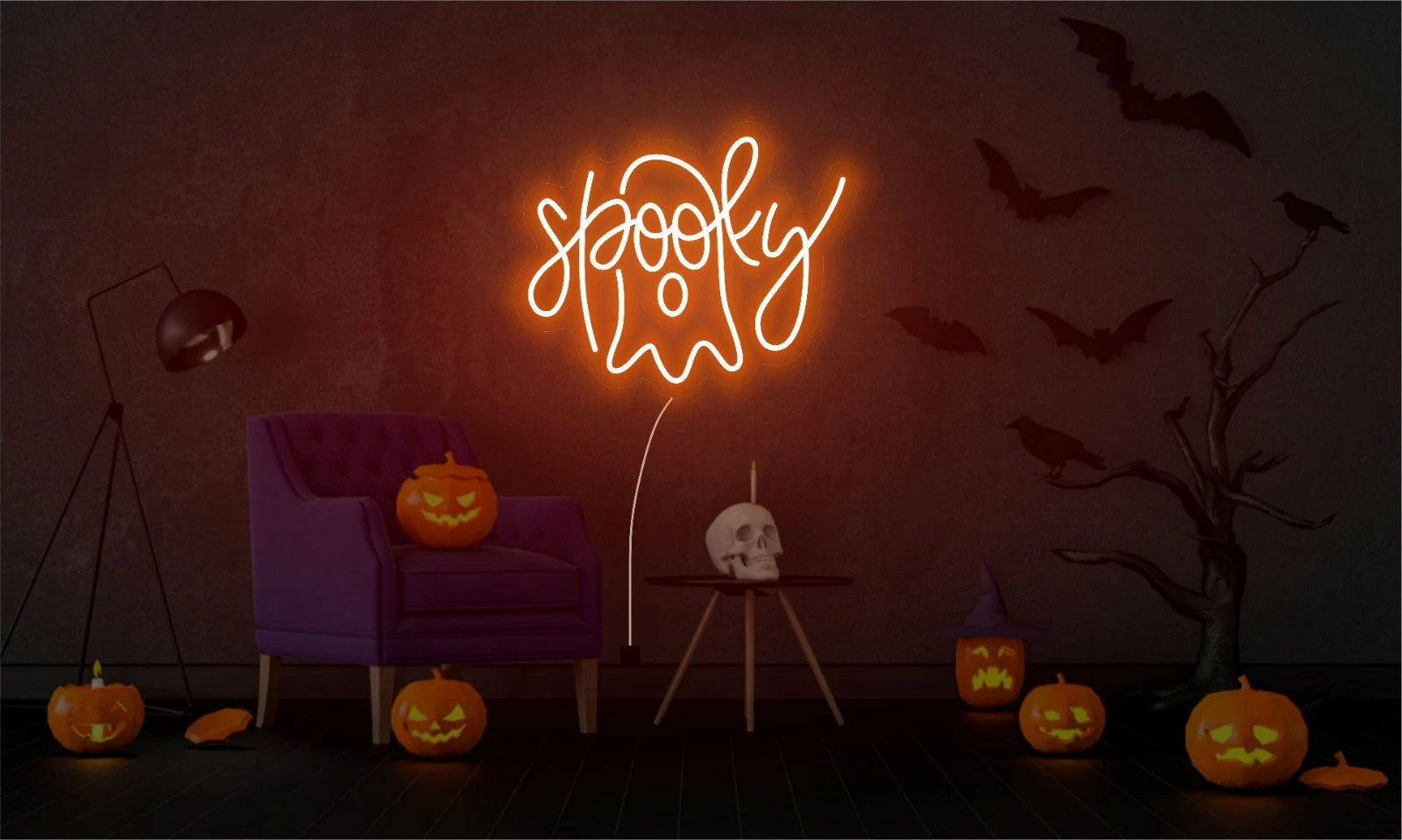 Spooky Boo Neon Sign Custom Halloween Neon Sign Led Sign Cute Ghost Light Sign