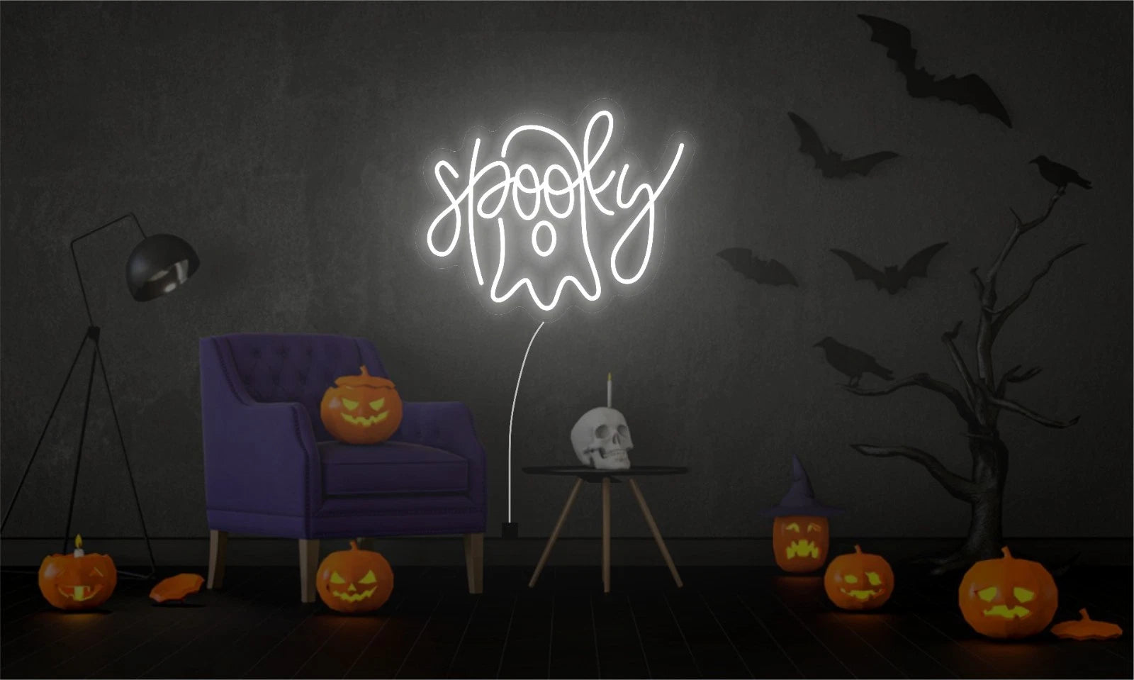 Spooky Boo Neon Sign Custom Halloween Neon Sign Led Sign Cute Ghost Light Sign