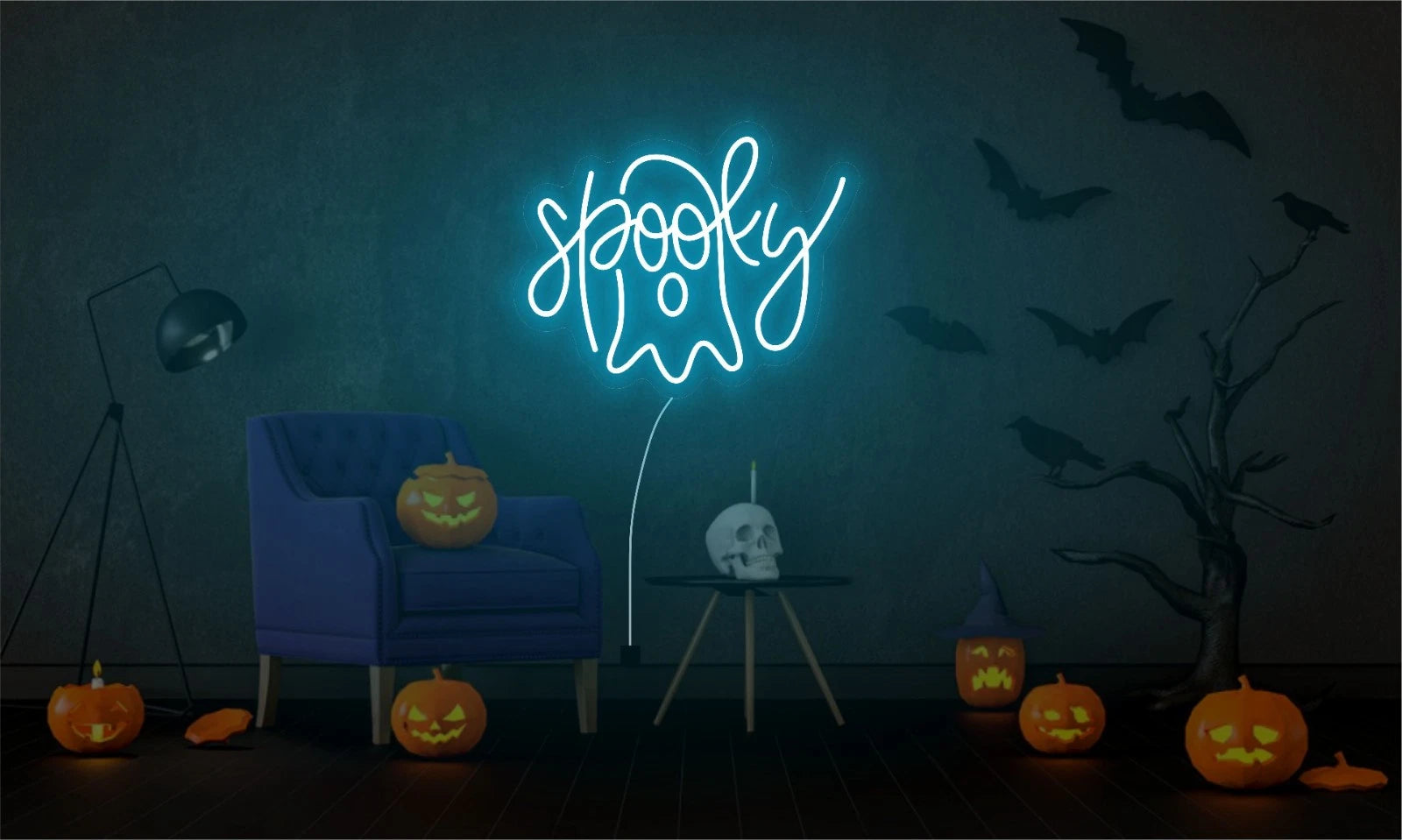 Spooky Boo Neon Sign Custom Halloween Neon Sign Led Sign Cute Ghost Light Sign