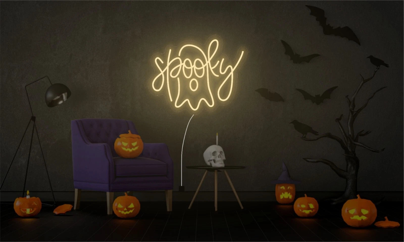 Spooky Boo Neon Sign Custom Halloween Neon Sign Led Sign Cute Ghost Light Sign