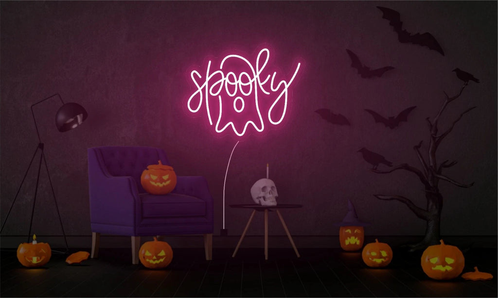 Spooky Boo Neon Sign Custom Halloween Neon Sign Led Sign Cute Ghost Light Sign