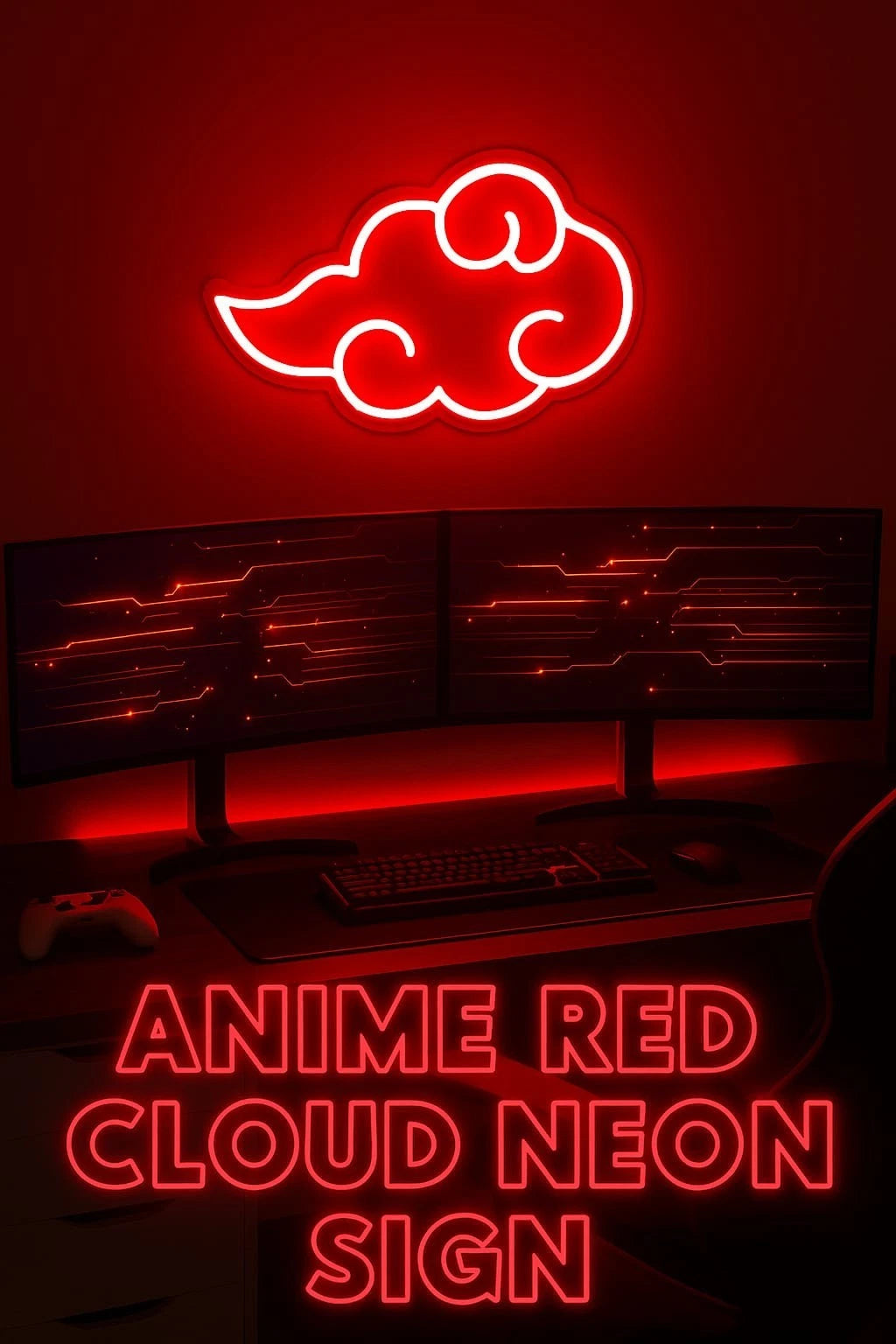 Cloud Akatsuki Neon Naruto Sign – Red LED Wall Light for Anime Room, Otaku, Decor Fans
