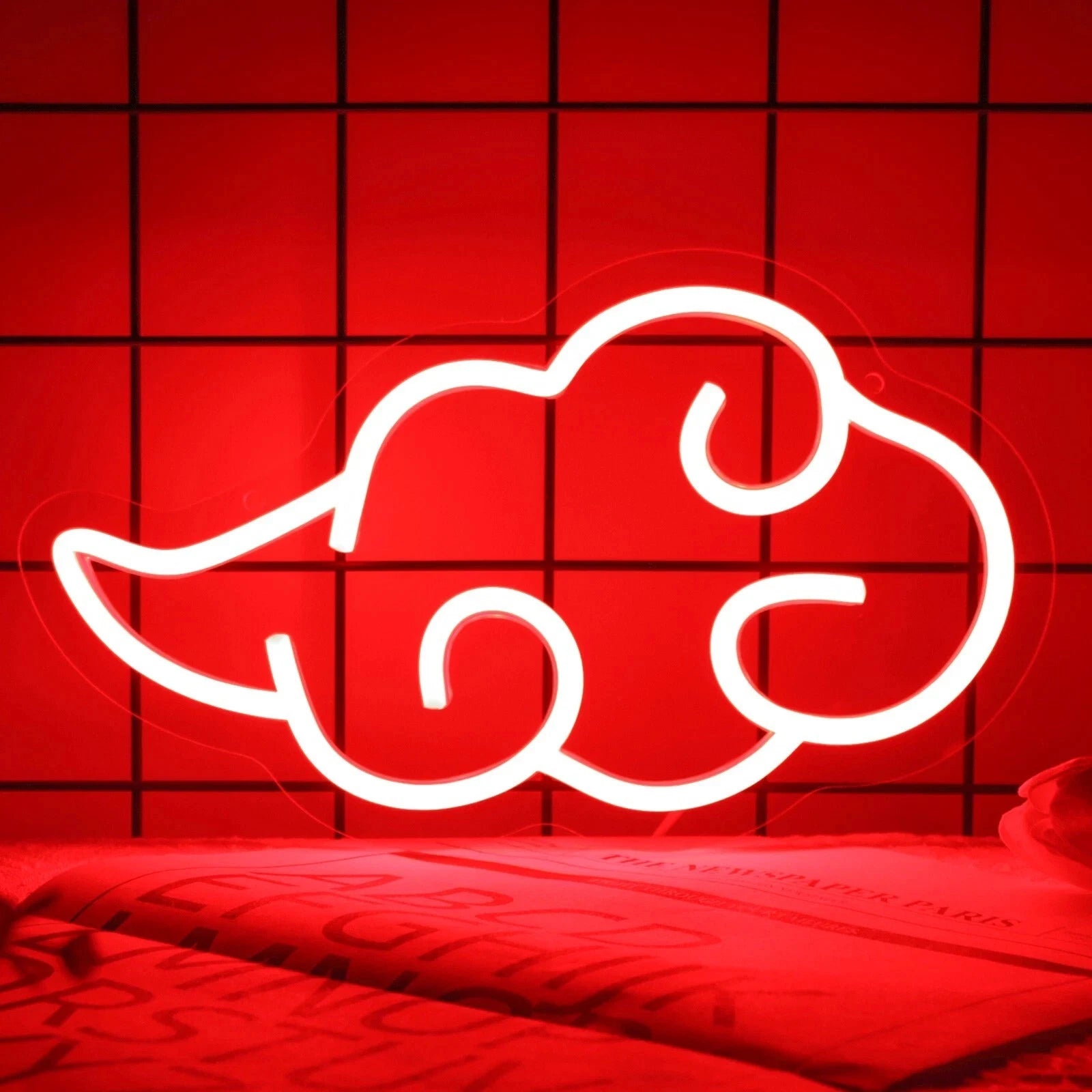 Cloud Akatsuki Neon Naruto Sign – Red LED Wall Light for Anime Room, Otaku, Decor Fans