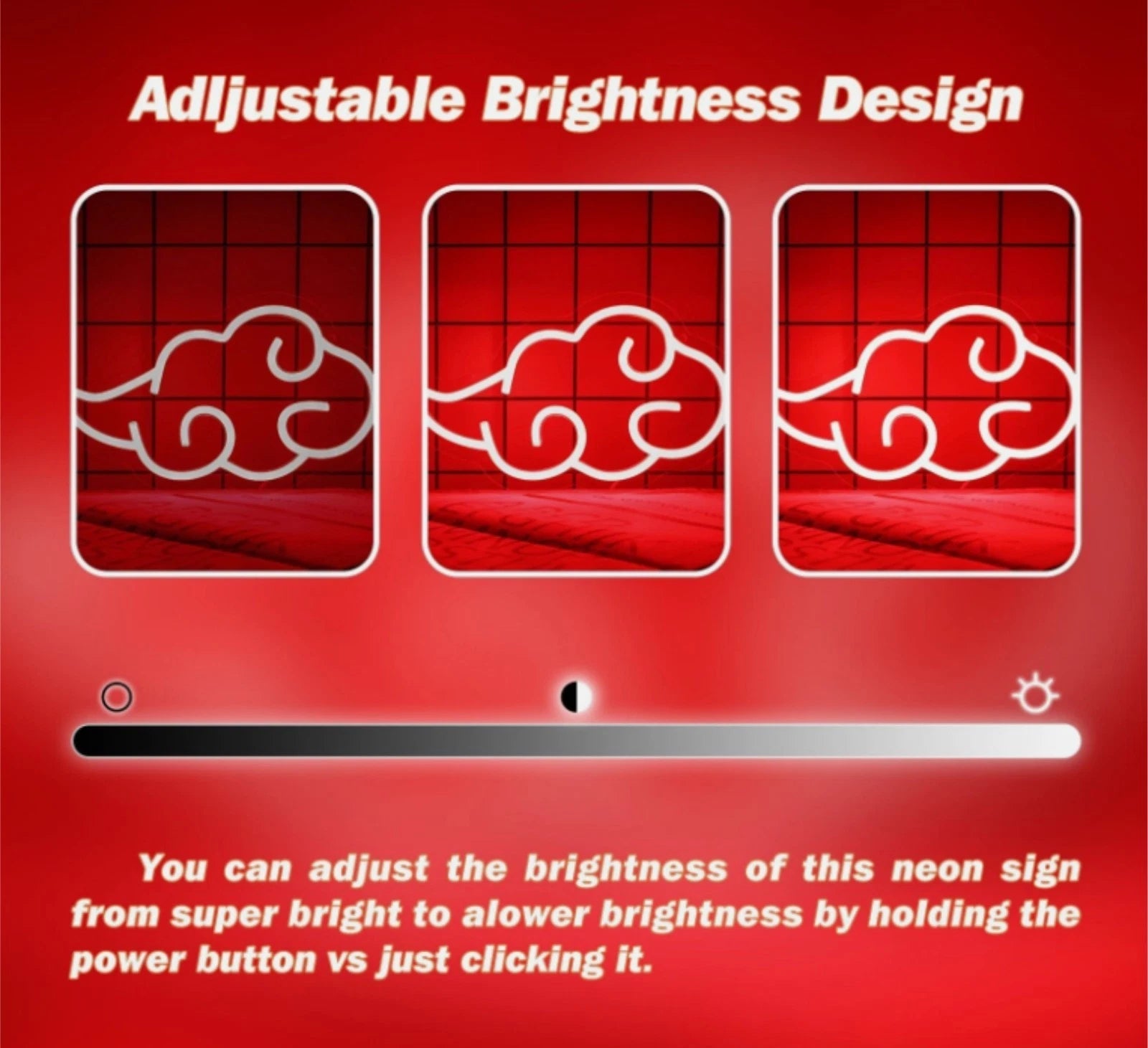 Cloud Akatsuki Neon Naruto Sign – Red LED Wall Light for Anime Room, Otaku, Decor Fans