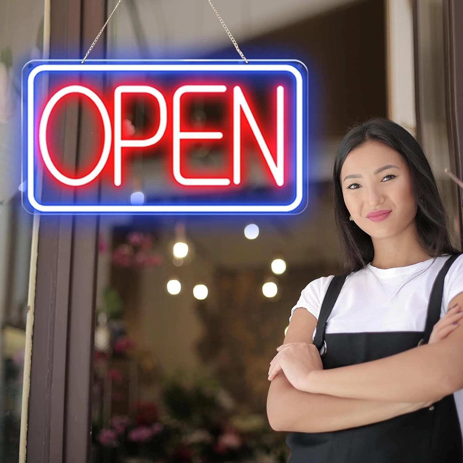 LED Open Neon Sign – 16.5"x9" Business Store Window Sign with USB & Switch