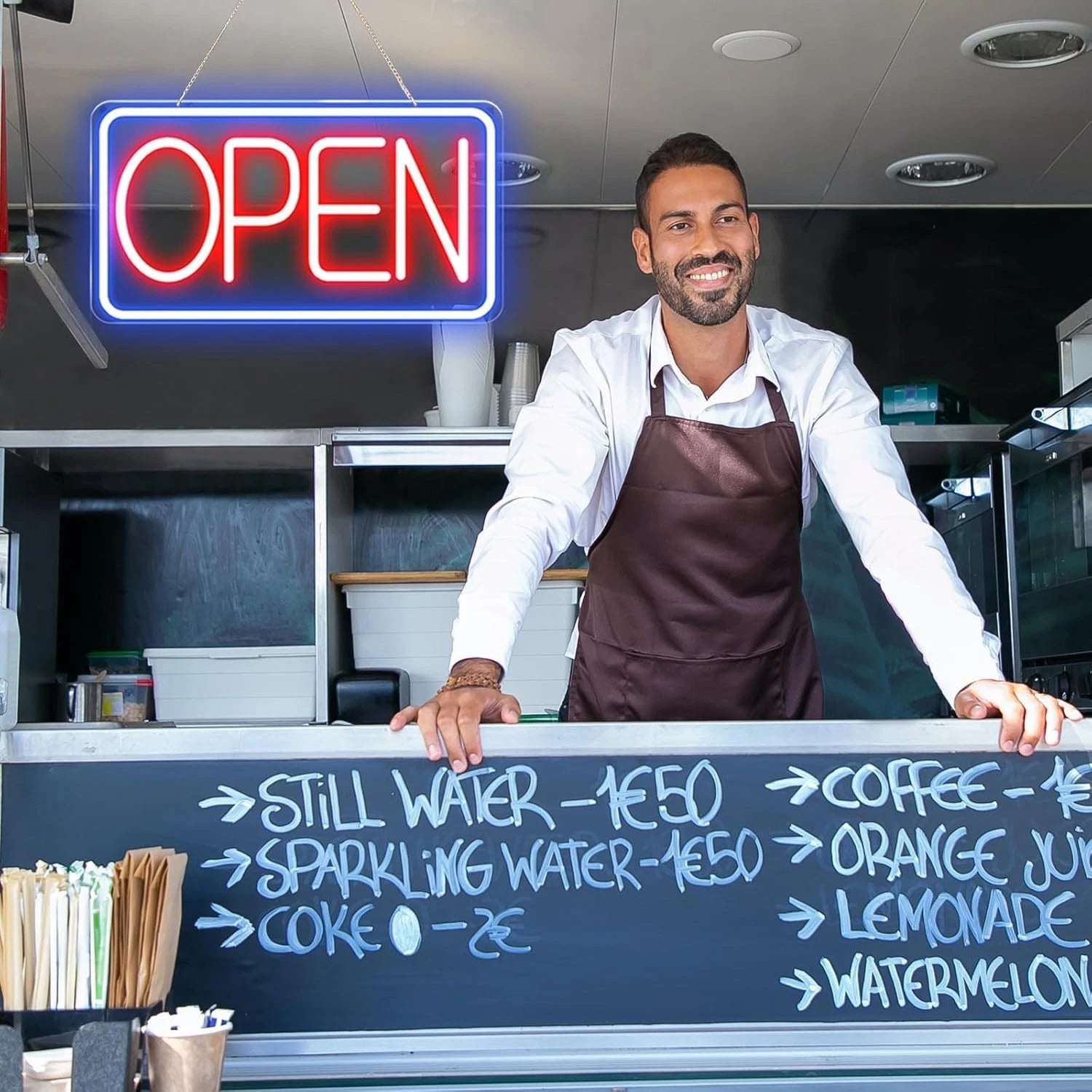 LED Open Neon Sign – 16.5"x9" Business Store Window Sign with USB & Switch