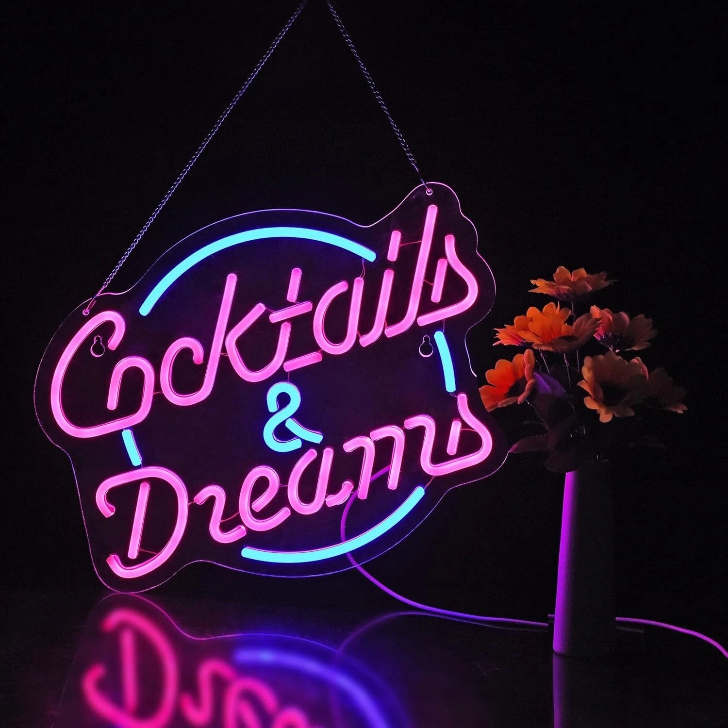 Cocktails & Dreams Neon Sign – Bar, Club & Party Wall Light