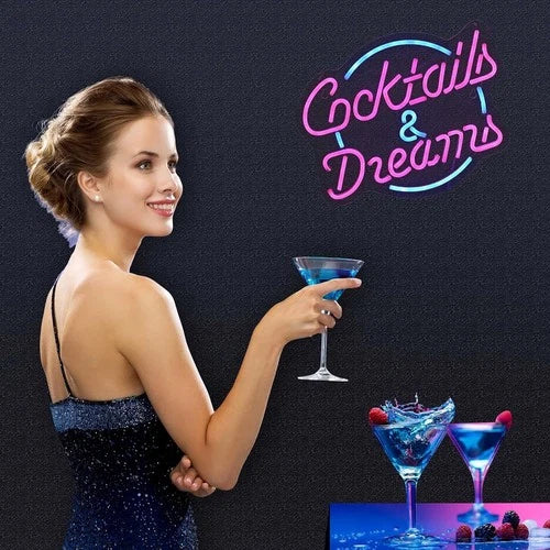 Cocktails & Dreams Neon Sign – Bar, Club & Party Wall Light