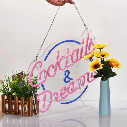 Cocktails & Dreams Neon Sign – Bar, Club & Party Wall Light