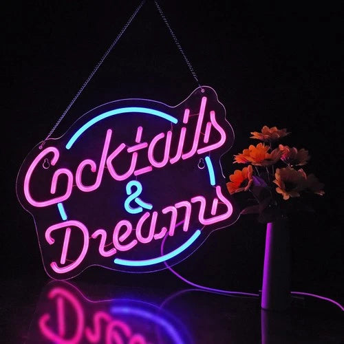 Cocktails & Dreams Neon Sign – Bar, Club & Party Wall Light